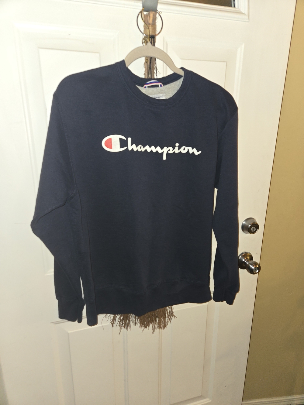 Champion Navy Crewneck Sweatshirt with Script Logo
